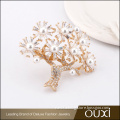 High Quality Fashion Cooper Alloy Decoration Jewelry Micro Pave CZ White Pearl Tree Brooch